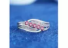 Elegant 925 Silver Ring For Women with Red CZ Stone