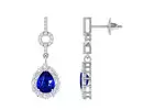 Shop (2.54 Carats) Pear-Shaped Blue Sapphire Dangling Gem Stone Earrings