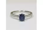 Purchase Oval Cut Blue Sapphire Prong Set Ring With Round Diamonds