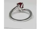 Buy Round Shape Ruby Prong Set Ring With Round Diamonds