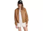 Buy Women Avianna Brown Bomber Leather Jacket Online at Best Price - Marry Clothing