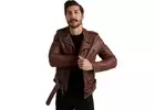 Buy Mens Connor Brown Biker Leather Jacket Online at Best Price - Marry Clothing